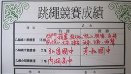 扯鈴與跳繩隊榮獲100學年度北市教育盃民俗體育比賽乙類團體組特優